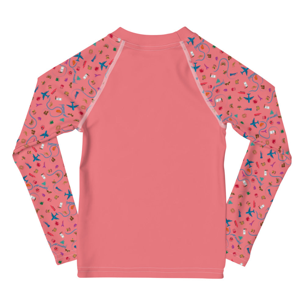 Passport Stamps - All-Over Print Kids Swimsuit (medium red violet)