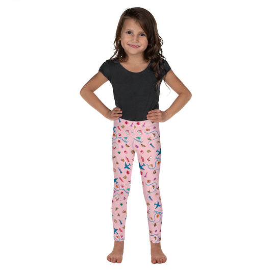 Passport Stamps Frequent Flyer Kid's Leggings (pink)
