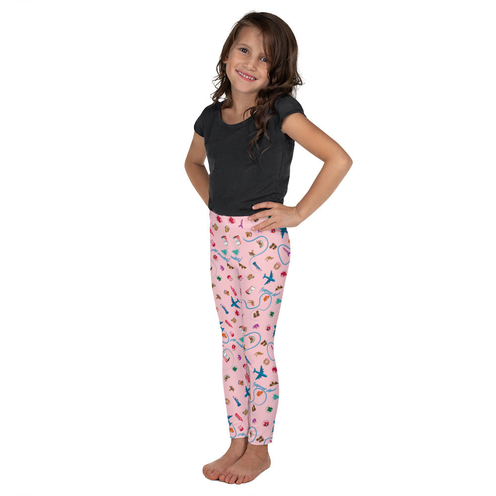 Passport Stamps Frequent Flyer Kid's Leggings (pink)