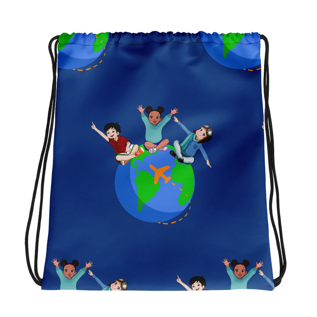 Travel Squad Drawstring Bag (Dark Blue)