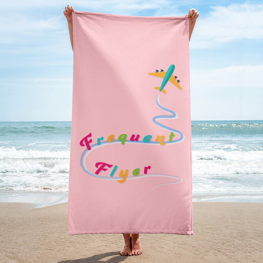 Frequent Flyer Beach Towel (Pink)